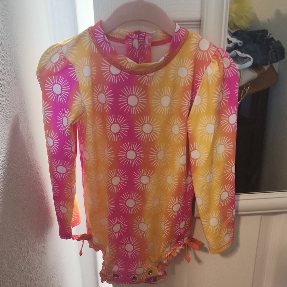 Hatley Pink and Yellow Sun Rashguard Swimwear 18-24 Months